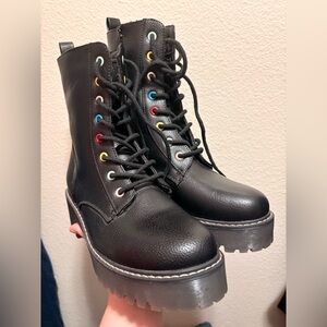 Union Bay Combat Boots with Colorful Eyelets